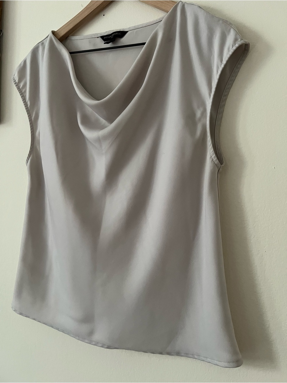 Banana Republic Light Gray Cowl-Neck Blouse, Like New